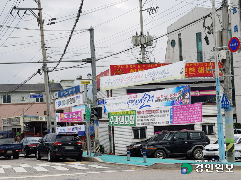 양평도심불법현수막