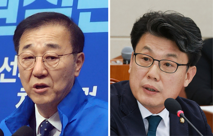 더불어민주당은 21일 사무총장에 김윤덕 의원(왼쪽), 정책위의장에 진성준 의원을 선임했다고 밝혔다. 2024.4.21 /연합뉴스